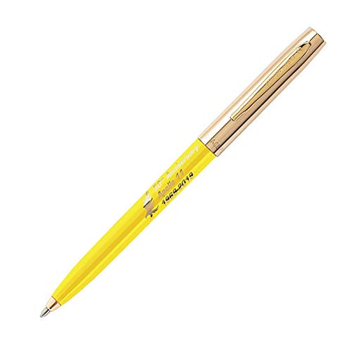 Fisher Space Pen: Kugelschreiber Apollo 11, Sonderausgabe „50th Anniversary“, goldfarbene Kappe mit aufgedrucktem Logo, schwarze Tinte gelber Schaft von Fisher Space Pen
