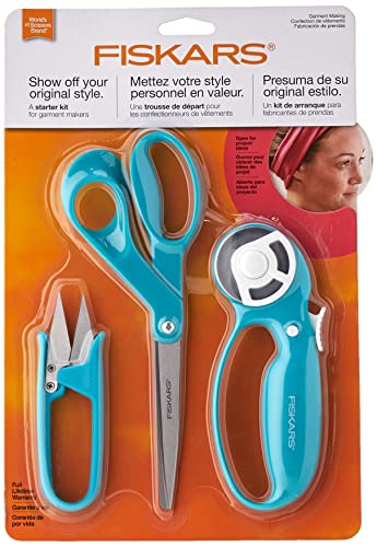 Fiskars 87950 Sewing Fashion Starter Set 3pcs-Rotary Cutter, Thread Snips & Scissors Kunsthandwerk, Edelstahl, Türkis/Ausflug, einfarbig (Getaway Solids), Garment Making, 3 stück Fiskars 87950 Sewing Fashion Starter Set 3pcs-Rotary Cutter, Thread Snips & Scissors Kunsthandwerk, Edelstahl, Türkis/Ausflug, einfarbig (Getaway Solids), Garment Making, 3 stück von Fiskars