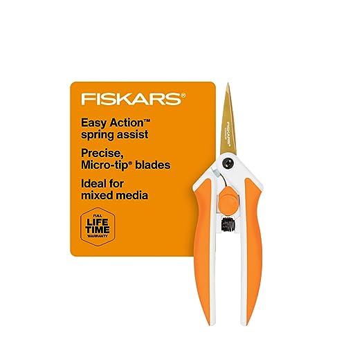 Fiskars 190520-1001 Titanium Microtip Easy Action Schere 12,7 cm, orange von Fiskars