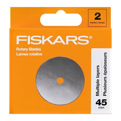 Fiskars 45 mm Rotationsklinge, 2 Stück, Ersatzklingen für Rollschneider, Präzisionsschneiden zum Quilten und Nähen von Fiskars