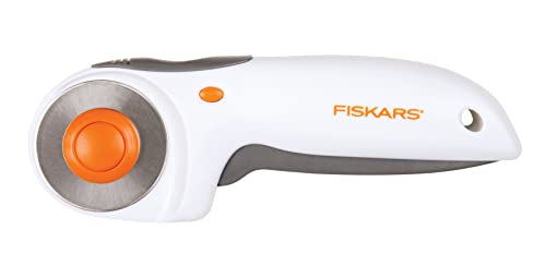 Fiskars Auslöser-Rollmesser, Mit Klinge Ø 45 mm, Für Rechts- und Linkshänder, Orange/Weiß/Grau, 1003910 von Fiskars
