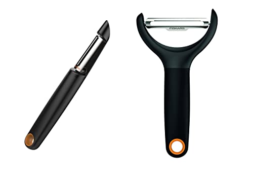 Fiskars - Gemüseschäler Duo Pack - Gesamtlänge: 15 cm - Stahl Kunststoff - Functional Form - Schwarz von Fiskars