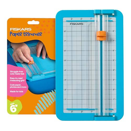 Fiskars Kids Junior Papierschneider – Türkis, sicherer und einfacher Papierschneider für Bastel- und Schulprojekte, 17,8 x 29,8 cm von Fiskars