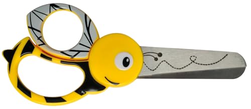 Fiskars Kinder-Tierschere mit Bienen-Motiv, Ab 4 Jahren, Länge: 13 cm, Für Rechts- und Linkshänder, Rostfreie Stahl-Klinge/Kunststoff-Griffe, Gelb, 1003747 von Fiskars
