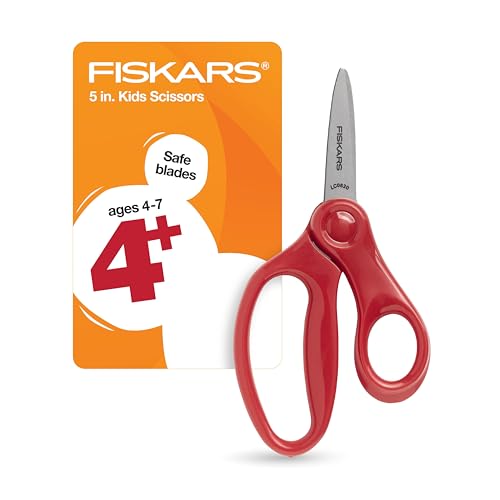 Fiskars Kinderschere mit spitzer Spitze, 12,7 cm, Rot von Fiskars