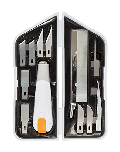 Fiskars Hochleistungsmesser/-Cutter, 8-teiliges Set, Gesamtlänge: 21 cm, Inkl. 7 Klingen, Qualitätsstahl/Kunststoff, Weiß/Orange, Premium, 1024385 von Fiskars