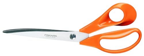 Fiskars Profi-Stoffschere, Länge: 25 cm, Für Rechtshänder, Rostfreie Stahl-Klinge/Kunststoff-Griffe, Orange, Classic, 1005151 von Fiskars