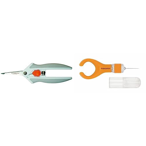 Fiskars Softgrip Allzweckschere, Mit Mikro-Tip, Länge: 16 cm & Finger-Bastelmesser/Cutter, Für Rechts- und Linkshänder von Fiskars