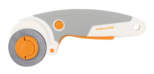 Fiskars Titan-Rollschneider, Rollmesser mit Auslöser, Rechts- und Linkshändig, Klingen-Durchmesser: 45 mm, Orange/Weiß/Grau, 1066041 von Fiskars