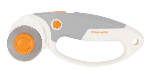 Fiskars Titan-Rollschneider, Rollmesser mit Schlaufengriff, Rechts- und Linkshändig, Klingen-Durchmesser: 45 mm, Orange/Weiß/Grau, 1066047 von Fiskars