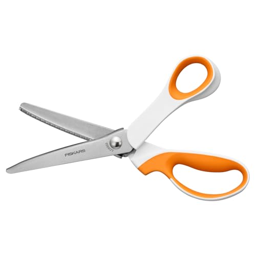Fiskars Zickzack-Schere, Länge: 24,2 cm, Rechtshändig, Rostfreie Stahl-Klinge/Kunststoff-Griffe, Weiß/Orange, SoftGrip, 1070024 Fiskars Zickzack-Schere, Länge: 24,2 cm, Rechtshändig, Rostfreie Stahl-Klinge/Kunststoff-Griffe, Weiß/Orange, SoftGrip, 1070024 von Fiskars