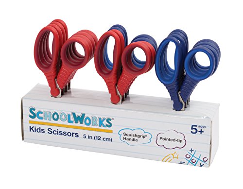 Schoolworks 153520-1004 Back to School Supplies Kinderschere, spitze Spitze, 12 cm, 12 Stück, Rot/Blau von Fiskars