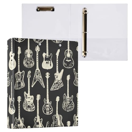 Fisyme Black Guitar Music 3,8 cm 3-Ringbuch mit Klemmbrett, runder Ringbuch, hält 200 Blatt, 21,6 x 27,9 cm, Briefgröße, Papier für Bürobedarf, 1 Packung Fisyme Black Guitar Music 3,8 cm 3-Ringbuch mit Klemmbrett, runder Ringbuch, hält 200 Blatt, 21,6 x 27,9 cm, Briefgröße, Papier für Bürobedarf, 1 Packung von Fisyme