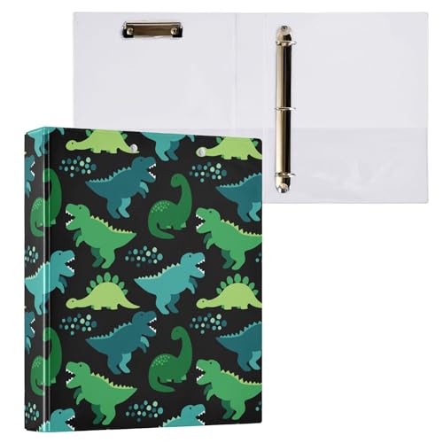 Fisyme Dino-Dinosaurier-3-Ringbuch mit Klemmbrett, runder Ringbuch für 200 Blatt, 21,6 x 27,9 cm, Briefgröße für Bürobedarf, 1 Packung von Fisyme