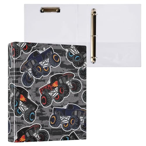 Fisyme Monster-Truck-Auto, 3 Ringordner mit Klemmbrett, runder Ringbuch, hält 200 Blatt, 21,6 x 27,9 cm, Briefgröße, Papier für Bürobedarf, 1 Packung Fisyme Monster-Truck-Auto, 3 Ringordner mit Klemmbrett, runder Ringbuch, hält 200 Blatt, 21,6 x 27,9 cm, Briefgröße, Papier für Bürobedarf, 1 Packung von Fisyme