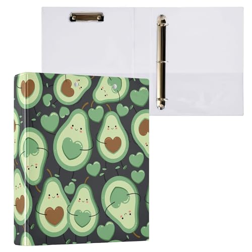 Fisyme Niedliches Avocado-3-Ringbuch mit Klemmbrett, runder Ringbuch für 200 Blatt, 21,6 x 27,9 cm, Briefgröße für Bürobedarf, 1 Packung von Fisyme