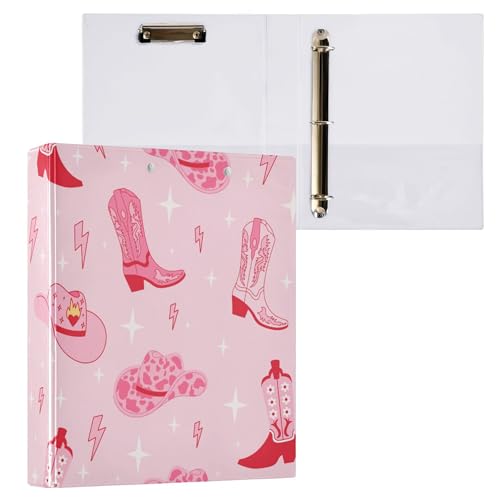 Fisyme Pinke Western-Cowgirl-Stiefel, 3,8 cm, 3-Ringbuch mit Klemmbrett, runder Ringbuch, hält 200 Blatt, 21,6 x 27,9 cm, Briefgröße, Papier für Bürobedarf, 1 Packung Fisyme Pinke Western-Cowgirl-Stiefel, 3,8 cm, 3-Ringbuch mit Klemmbrett, runder Ringbuch, hält 200 Blatt, 21,6 x 27,9 cm, Briefgröße, Papier für Bürobedarf, 1 Packung von Fisyme