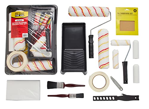 Fit For The Job 21-teiliges Farbroller- und Schalenset – Pinsel, Staubblatt, Schleifpapier, Klebeband, etc. – Rollensets für Wänden und Decken mit Dispersionsfarben, Mini-Rollen für Holz und Metall Fit For The Job 21-teiliges Farbroller- und Schalenset – Pinsel, Staubblatt, Schleifpapier, Klebeband, etc. – Rollensets für Wänden und Decken mit Dispersionsfarben, Mini-Rollen für Holz und Metall von Fit For The Job