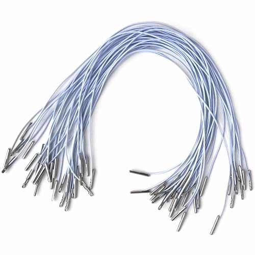 Elastische Widerhakenschnur mit Metallenden, 32 cm, weiß, dehnbar, runde Schnur für Masken, Partyhüte, Buchbindung, Schlüsselband zum Basteln, 30 Stück von FitLit