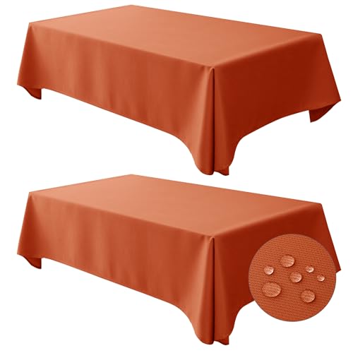 Fitable 2 Stück strukturierte Tischdecke, 132 x 177,8 cm, rostfarben, wasserdicht, strapazierfähig, dekorative Tischdecke für Abendessen, Partys, Bankette und Veranstaltungen von Fitable