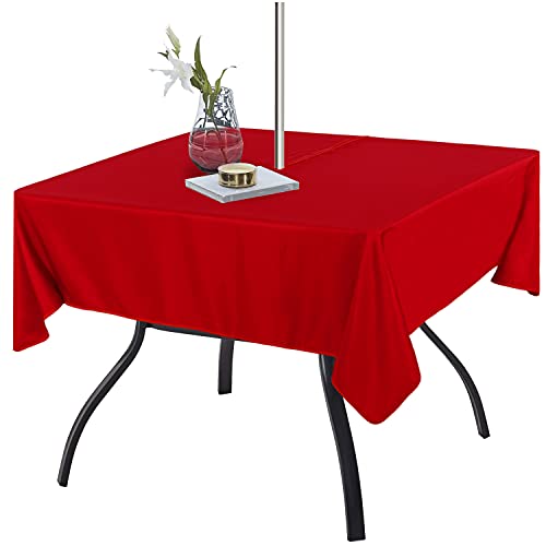 Fitable Tischdecke für den Innen- und Außenbereich, waschbar, wasserdicht, knitterfrei, mit Reißverschluss und Regenschirmloch, für Frühling, Sommer, Party, Picknick, Terrasse, Rot 137.2x137.2 cm Fitable Tischdecke für den Innen- und Außenbereich, waschbar, wasserdicht, knitterfrei, mit Reißverschluss und Regenschirmloch, für Frühling, Sommer, Party, Picknick, Terrasse, Rot 137.2x137.2 cm von Fitable