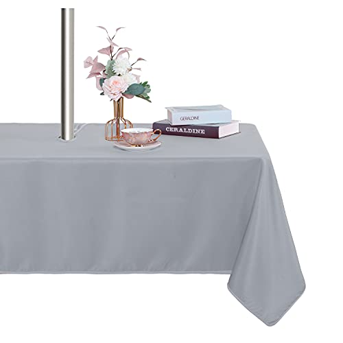 Fitable Tischdecke für drinnen und draußen, waschbar, wasserdicht, knitterfrei, Tischdecke mit Reißverschluss und Schirmloch, für Frühling, Sommer, Party, Picknick, Grillen, Terrasse, Silbergrau, Fitable Tischdecke für drinnen und draußen, waschbar, wasserdicht, knitterfrei, Tischdecke mit Reißverschluss und Schirmloch, für Frühling, Sommer, Party, Picknick, Grillen, Terrasse, Silbergrau, von Fitable