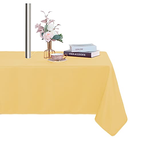 Fitable Tischdecke für drinnen und draußen, waschbar, wasserdicht, knitterfrei, Tischdecke mit Reißverschluss und Schirmloch, für Frühling, Sommer, Party, Picknick, Grillen, Terrasse, Gelb, 152,4 x Fitable Tischdecke für drinnen und draußen, waschbar, wasserdicht, knitterfrei, Tischdecke mit Reißverschluss und Schirmloch, für Frühling, Sommer, Party, Picknick, Grillen, Terrasse, Gelb, 152,4 x von Fitable