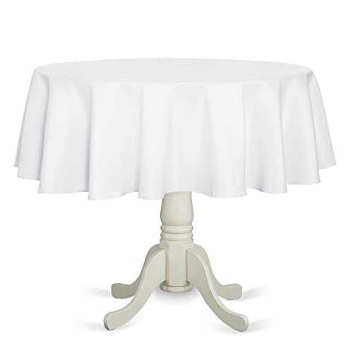 Fitable Weiße, runde Tischdecke, 152,4 cm, flecken- und knitterfest, waschbare Polyester-Tischdecke, dekorative Tischdecke für Esstisch, Buffet-Partys und Camping Fitable Weiße, runde Tischdecke, 152,4 cm, flecken- und knitterfest, waschbare Polyester-Tischdecke, dekorative Tischdecke für Esstisch, Buffet-Partys und Camping von Fitable