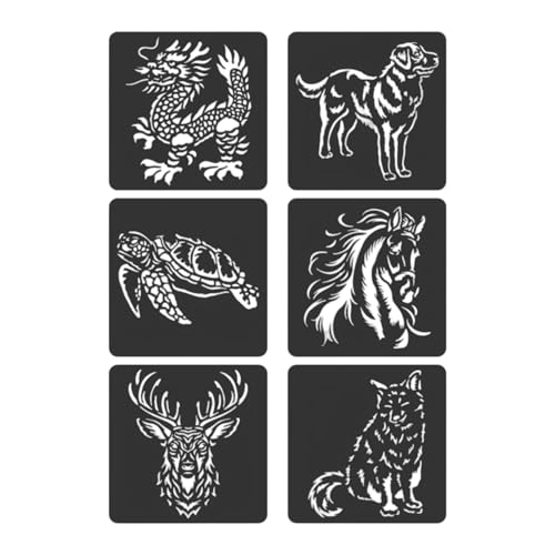 Tier-Schablonen mit Aushöhlung, Malschablonen, Zoos, Thema, Zeichnen, Bastelzubehör für Wandmalerei, Tier-Serie, ausgehöhltes Tagebuch, 6 Stück Tier-Schablonen mit Aushöhlung, Malschablonen, Zoos, Thema, Zeichnen, Bastelzubehör für Wandmalerei, Tier-Serie, ausgehöhltes Tagebuch, 6 Stück von Fitooles
