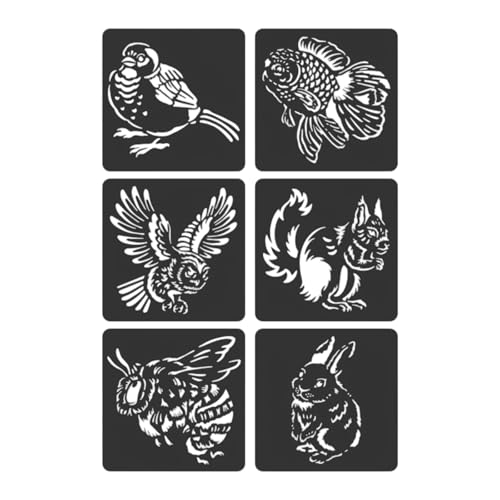 Tier-Schablonen mit Aushöhlung, Malschablonen, Zoos, Thema, Zeichnen, Bastelzubehör für Wandmalerei, Tier-Serie, ausgehöhltes Tagebuch, 6 Stück von Fitooles