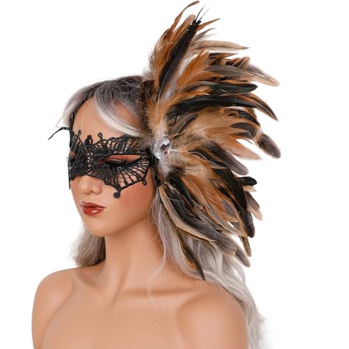 Venezianer-Maske, Augenmaske, gefiedert, halbes Gesicht, für Maskeraden, Bälle, Halloween, Party, Cosplay, Fotoshooting, Geschenk, Venezianerinnen für Maskeraden Venezianer-Maske, Augenmaske, gefiedert, halbes Gesicht, für Maskeraden, Bälle, Halloween, Party, Cosplay, Fotoshooting, Geschenk, Venezianerinnen für Maskeraden von Fitooles