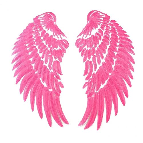 1 Paar Große Pailletten Flügel Patch Fashion Pink Angel Wings Kleidungs ​​anwendung Für Diy Accessoires von Fituenly