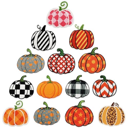 14 Stück Kürbis-aufnäher Zum Aufbügeln, , Erntedankfest, Büffelkaro, Leopardenmuster, Streifen, Punkte, Zum Aufnähen, Reparatur, Bestickte Applikation, Herbsternte, Halloween, Diy-bastelzubehör, 14 Stück Kürbis-aufnäher Zum Aufbügeln, , Erntedankfest, Büffelkaro, Leopardenmuster, Streifen, Punkte, Zum Aufnähen, Reparatur, Bestickte Applikation, Herbsternte, Halloween, Diy-bastelzubehör, von Fituenly