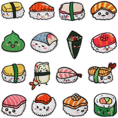 16 Stück Sushi Nigiri Inari Aufnäher Zum Aufbügeln, Bestickte Reparaturflicken Japanischem Essen Für Kleidung, Individuelle Sashimi Temaki Chirashi-Applikation Für Hüte, Jacken, 16 Stück Sushi Nigiri Inari Aufnäher Zum Aufbügeln, Bestickte Reparaturflicken Japanischem Essen Für Kleidung, Individuelle Sashimi Temaki Chirashi-Applikation Für Hüte, Jacken, von Fituenly