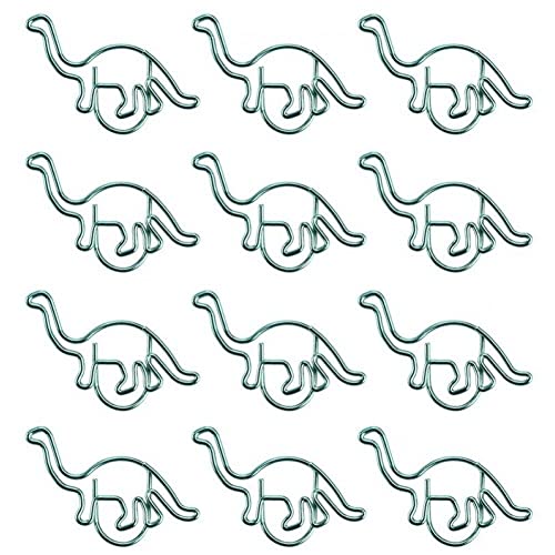 Fituenly 12 Stück Büroklammern Niedliche Dinosaurier Metallbüroklammern Robuste Rostfreie Büroklammer für Büro Schulbuch Fotowerkzeug von Fituenly