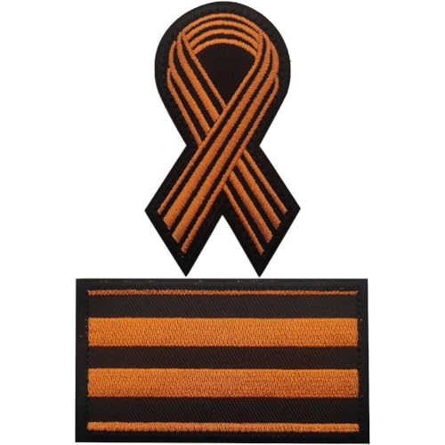 Fituenly 2 Stück Sowjetisches Saint-georgs-Band, Siegesmedaille-Emblem, Bestickte Klett-Patches, Sowjetisches Moralabzeichen, Rucksack-Aufkleber von Fituenly