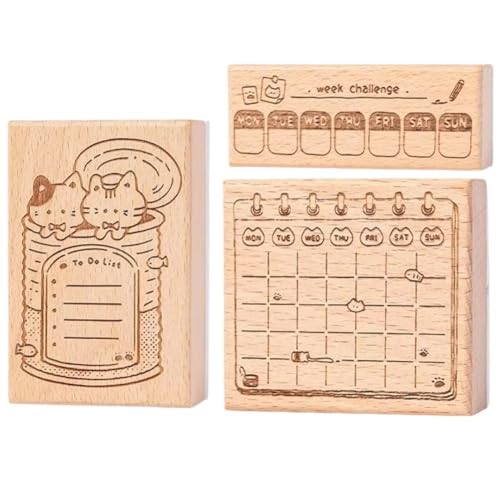 Fituenly 3 Stück Holz-zeitplanungs-tischstempel, Holz-sortiment-Stempel, Holzstempel, Katzenmuster, Dekorative Stempel, DIY-sammelalbum, Täglicher Memo-Stempel Fituenly 3 Stück Holz-zeitplanungs-tischstempel, Holz-sortiment-Stempel, Holzstempel, Katzenmuster, Dekorative Stempel, DIY-sammelalbum, Täglicher Memo-Stempel von Fituenly