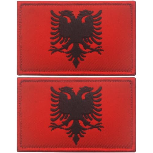 Fituenly Albanien-flaggen-aufnäher, Bestickte Applikation, Albanisches Nationalemblem Zum Aufbügeln Oder Aufnähen von Fituenly
