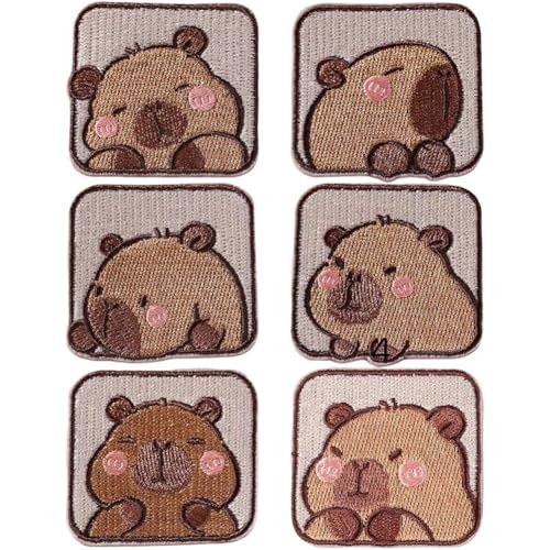 Fituenly Capybara-Stickerei-Patch, Cartoon-Tier-aufnäher Zum Aufbügeln Für Kleidung, Selbstklebende Aufnäher Auf Kleidung, DIY-nähapplikationen von Fituenly