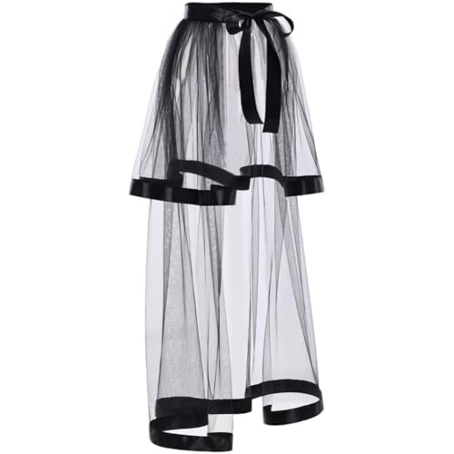 Fituenly Damen Tüllrock, Mehrlagiger, Steampunk-Stil, Viktorianischer Unterrock Bindegürtel, Netzstoff, 110 cm Länge von Fituenly