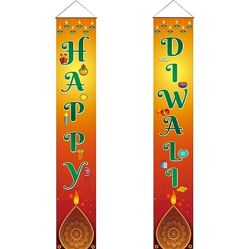 Fituenly Happy Diwali Veranda Schild Festival Der Lichter Party Banner Festung Arrangement Banner Vordertür Hängende Dekoration von Fituenly