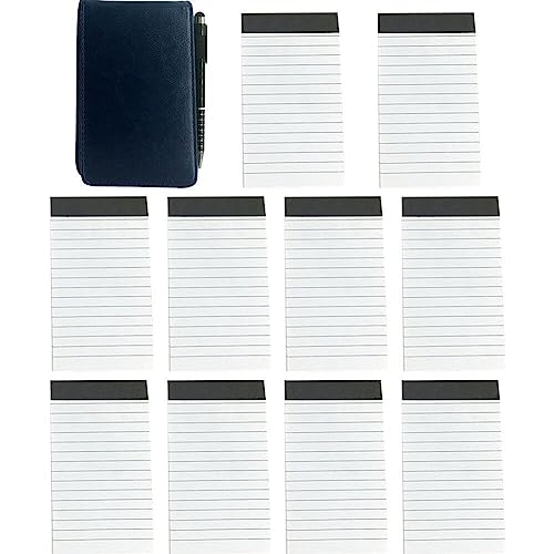 Fituenly Mini-Taschen-Notizblock A7-Halter-Set, Kleiner Notizblock-Stifthalter mit 10 linierten Blättern, Mini-Taschen-Notizbuch aus Leder und 1Pc Metallstift von Fituenly