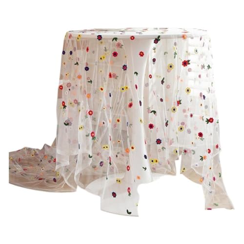 Tischdecke Bunten Blumen, Tischdecke Bestickten Blumen, Frühlings- Und Sommer-tischläufer Aus Tüll Für Die Tischdekoration Tischdecke Bunten Blumen, Tischdecke Bestickten Blumen, Frühlings- Und Sommer-tischläufer Aus Tüll Für Die Tischdekoration von Fituenly