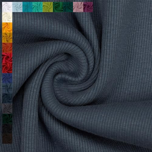 Bündchenstoff Alina, leicht gerippt, Schlauchware, uni jeans (Länge am Stück: ab 25cm x Breite: 28cm/56cm) von Fitzibiz
