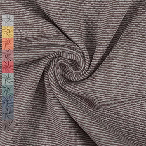 Bündchenstoff schmale Streifen 1mm, Ringel-Bündchen, Schlauchware, dunkelbraun (Länge am Stück: ab 25cm x Breite: 35/70cm) von Fitzibiz