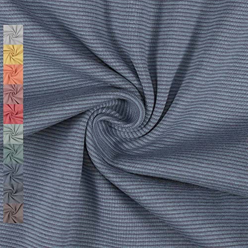 Bündchenstoff schmale Streifen 1mm, Ringel-Bündchen, Schlauchware, jeansblau (25cm x 35/70cm) von Fitzibiz