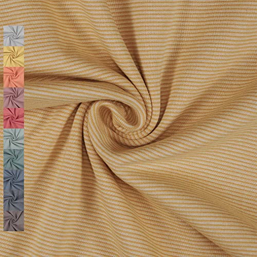 Bündchenstoff schmale Streifen 1mm, Ringel-Bündchen, Schlauchware, karamell (Länge am Stück: ab 25cm x Breite: 35/70cm) von Fitzibiz