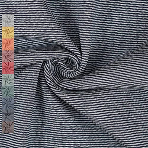 Bündchenstoff schmale Streifen 1mm, Ringel-Bündchen, Schlauchware, marine (Länge am Stück: ab 25cm x Breite: 35/70cm) von Fitzibiz