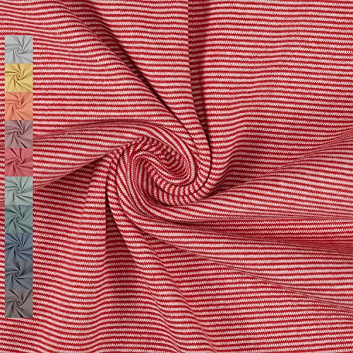 Bündchenstoff schmale Streifen 1mm, Ringel-Bündchen, Schlauchware, rot (25cm x 35/70cm) von Fitzibiz