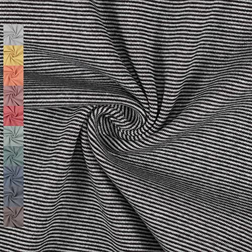Bündchenstoff schmale Streifen 1mm, Ringel-Bündchen, Schlauchware, schwarz (25cm x 35/70cm) von Fitzibiz